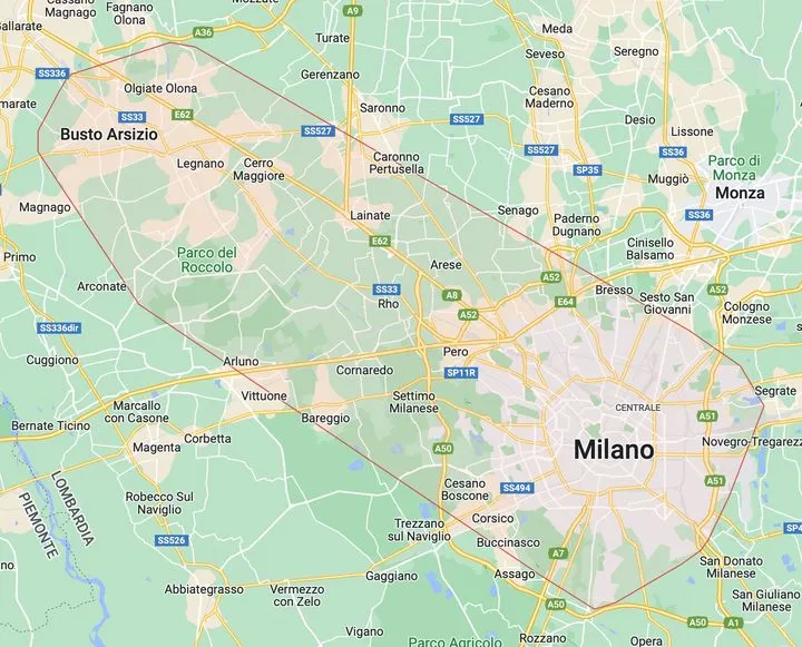 mappa delle aree coperte dal servizio di fisioterapia domiciliare per anziani a Milano e Legnano